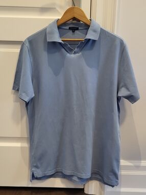 Patrick Assaraf Classic Sky Blue Short-Sleeve Polo